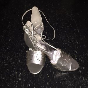 Silver Leather Strappy Sandals